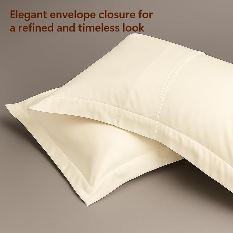 Peru Pima 415 Thread Count Percal King/Cal King Duvet Cover Set - 100% Peruvian Pima Cotton, 3 Piece (1 Cover, 2 Pillowcases) - Cooling, Crisp, Deep Pocket, Hotel Quality Bedding - Ivory - Image 2
